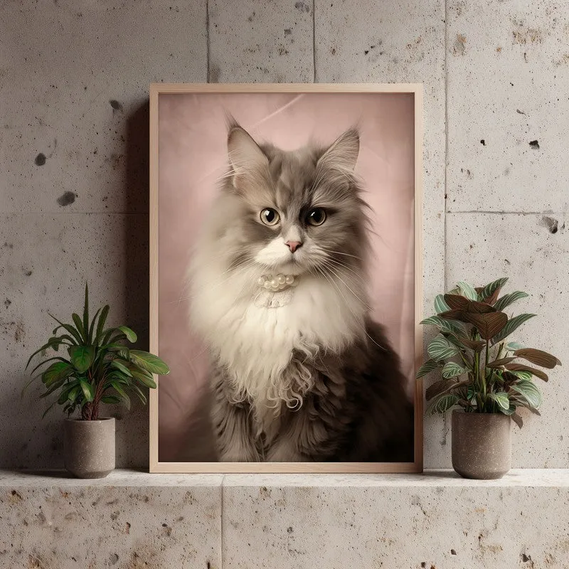 Cat Portrait Archival Canvas Wall Art - Natural Brown Frame media 4