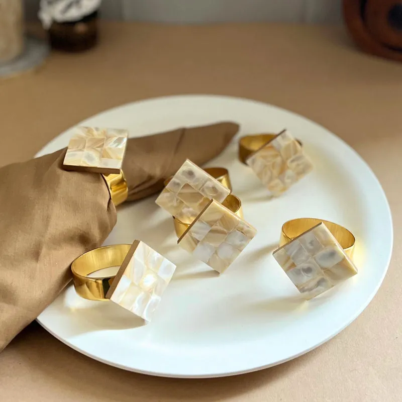 Asher Diamond Handcrafted Mother Of Pearl Napkin Ring - Set Of Six media 4