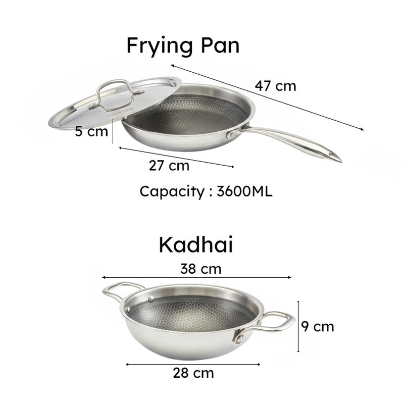 Zoraware Honeycomb Kadhai 3600 ML With Lid And Frying Pan 26 cm media 9