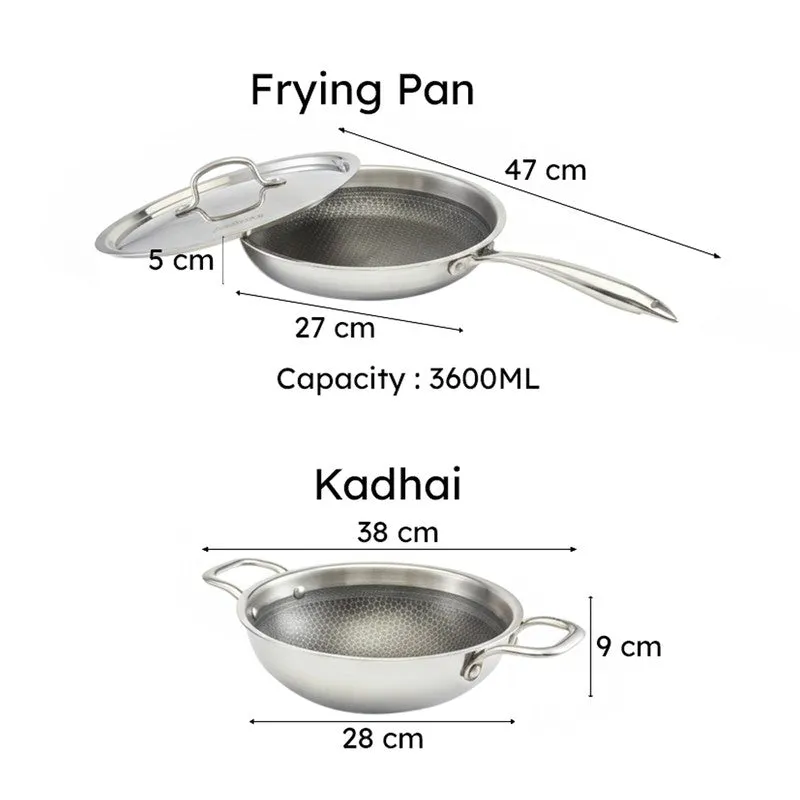 Zoraware Honeycomb Kadhai 3600 ML With Lid And Frying Pan 26 cm media 9