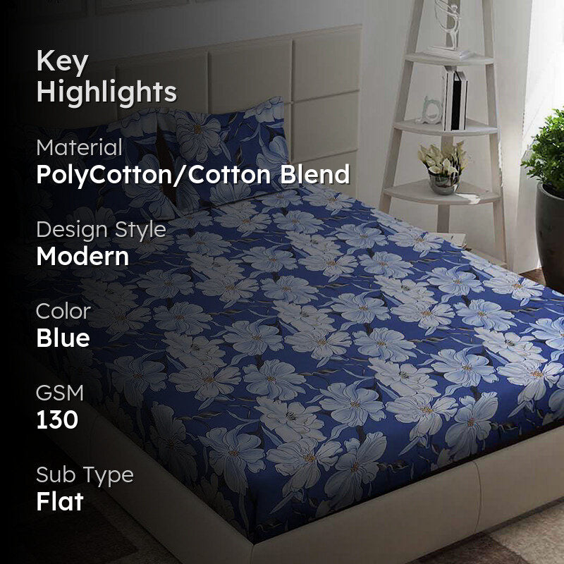 Frosty Petals Floral Bedsheet - 130 GSM media 2