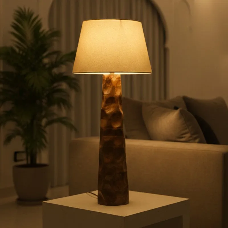 Sculpted White Mango Wood Floor Lamp media 1