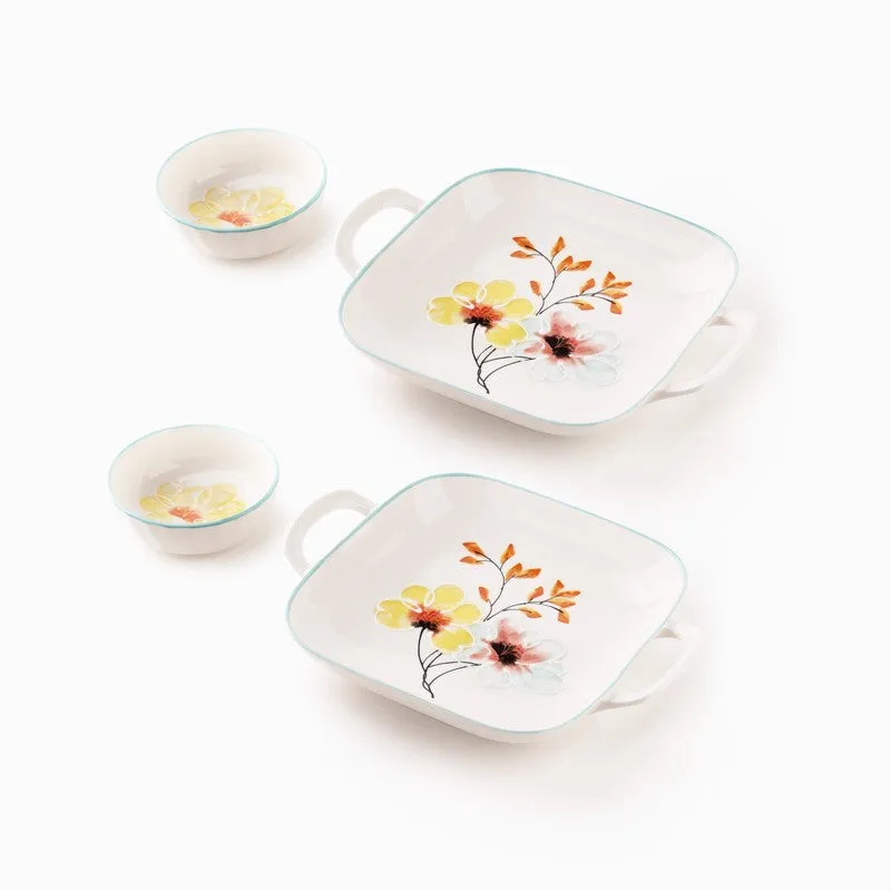 Saffron Porcelain Platter with Dip Bowl - Four Piece Set media 5