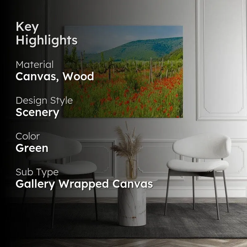 Vineyard And Hills Canvas Wall Painting - Gallery Wrap media 2