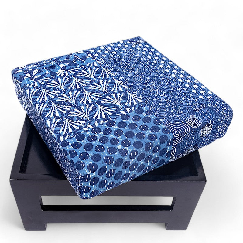 Mavro Sheesham Wooden Bench with Cushions (Blue) - Four Piece Set media 3