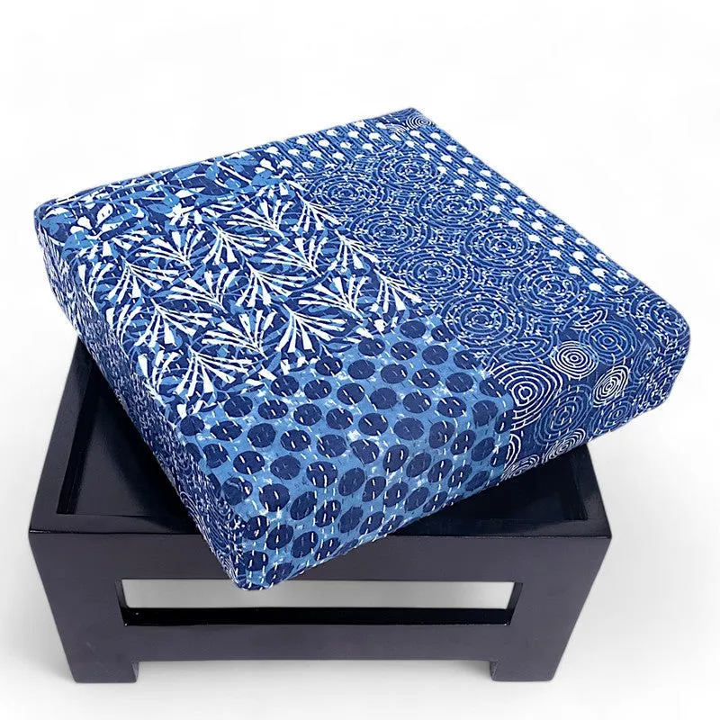 Mavro Sheesham Wooden Bench with Cushions (Blue) - Four Piece Set media 3