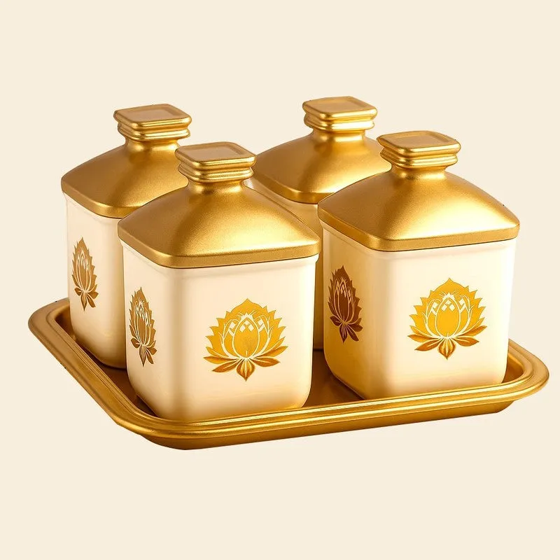 Flavor Nest Air Tight Condiment Jars (Gold/500 mL Each) - Five Piece Set media 3