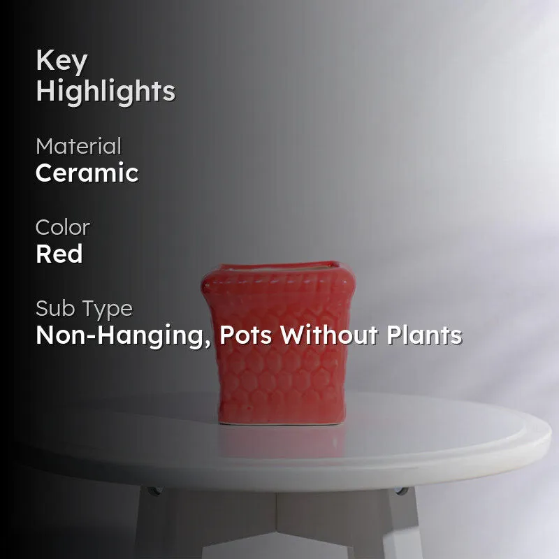 Ugaoo Honeycomb Red Ceramic Pot media 2