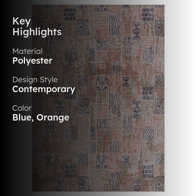 Yanika Boho Carpet - Blue & Orange media 2
