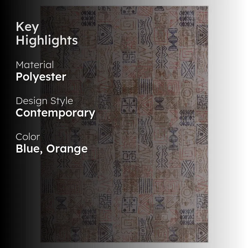 Yanika Boho Carpet - Blue & Orange media 2