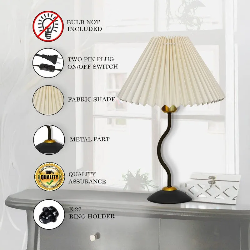 LustraCraft Handcrafted Metal Table Lamp - OffWhite,Black media 6