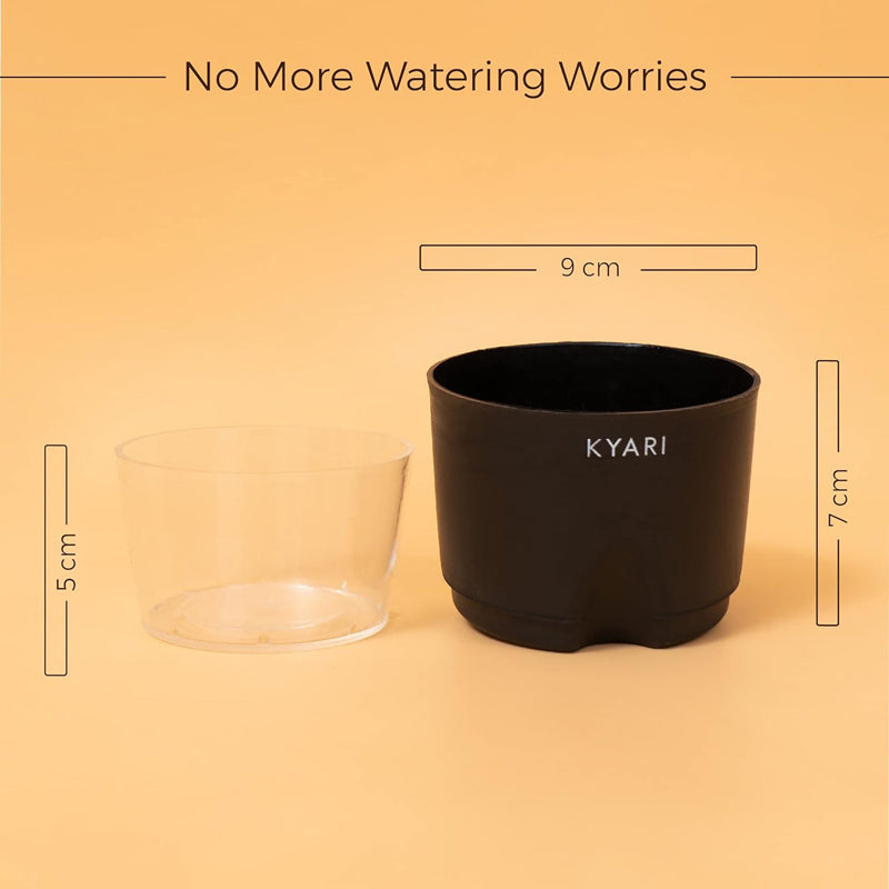 Kyari Viridian Plastic Self-Watering Pot (Black) - Set Of Five media 6