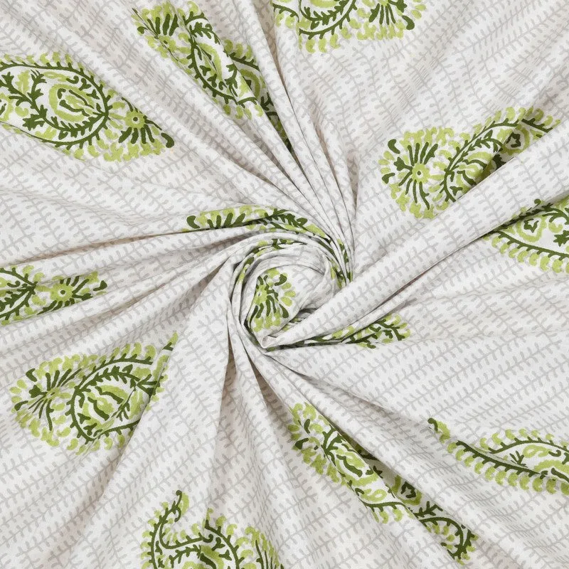 Vineva Cotton Bedsheet (Green,White) - 240 TC media 5