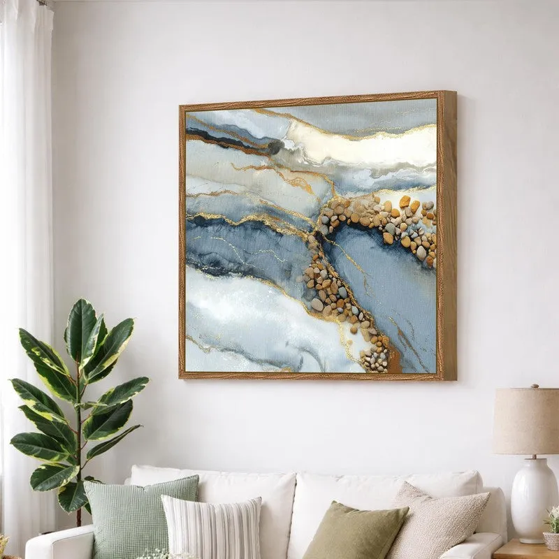 Golden Flow Canvas Wall Art With Frame media 3