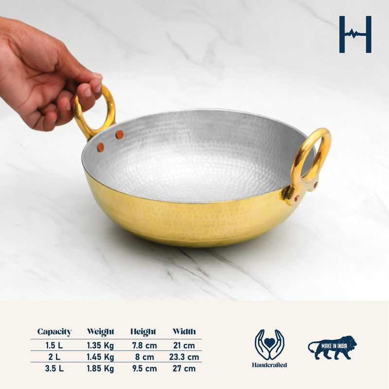 Aurelia Glossy Brass Kadhai - 3500 mL media 12