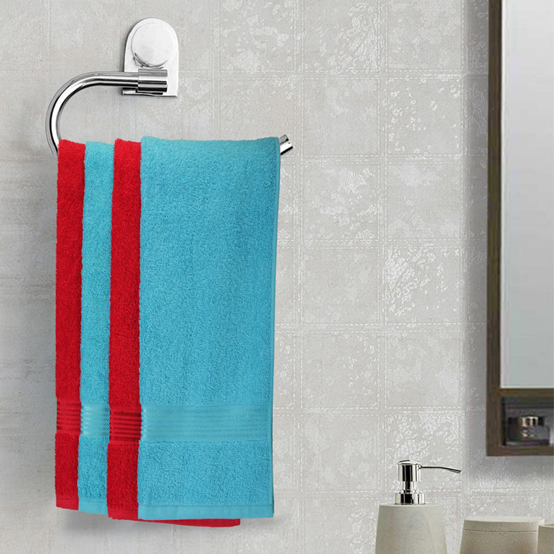Eva Quick Dry Hand Towel (Blue & Red) - Set Of Four