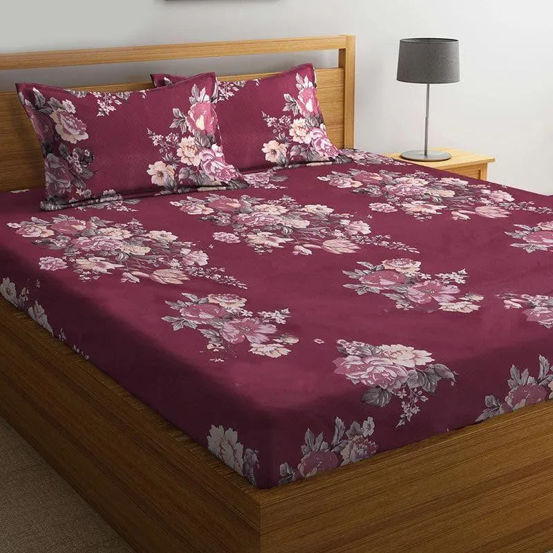 Maroon Melata Bedsheet - 180 GSM media 1