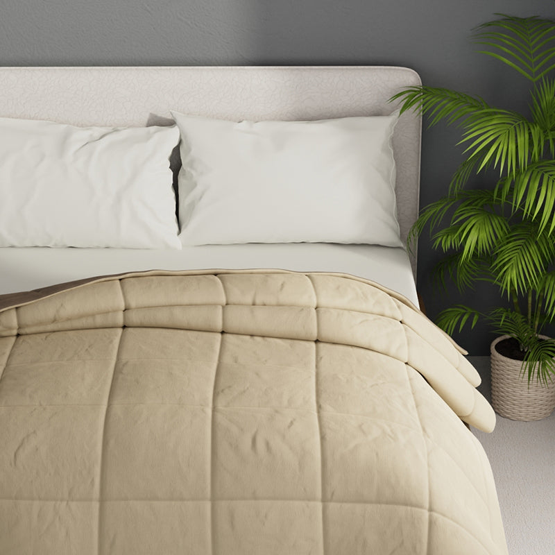 Herbert Reversible Solid Comforter (Beige) - 120 GSM media 4