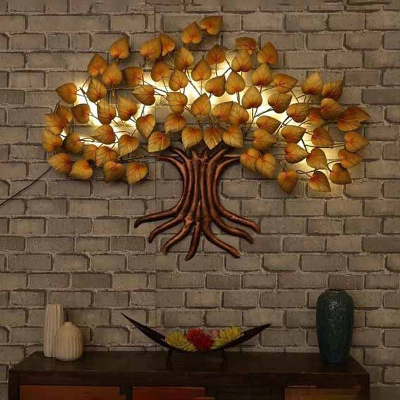 Backlit Banyan Tree Iron Wall Accent