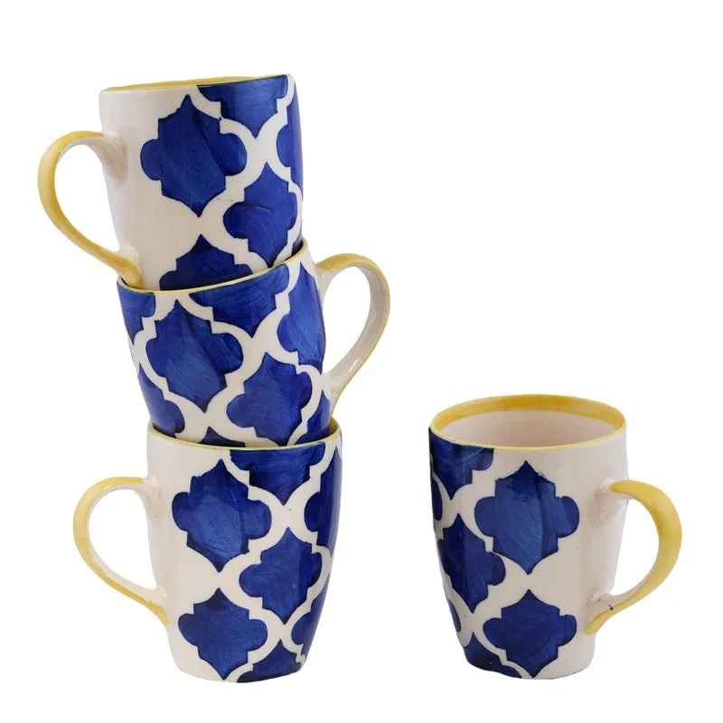 Ceramic Ceramic Coffee Mug (300 mL Each,Blue,Yellow) - Set Of Six media 3