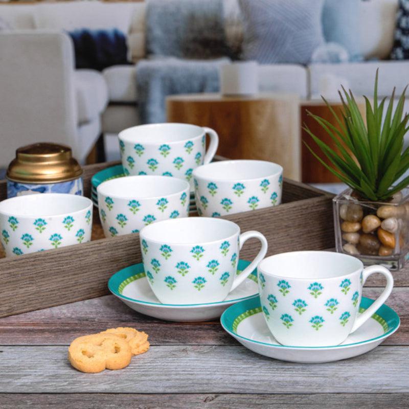 Sonaki Fleurista Cup & Saucer (180 mL Each) - Set of Six