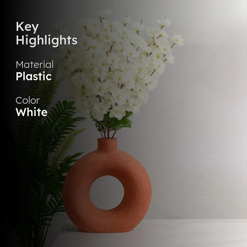 Faux Cherry Blossom Floral Stick - White media 2