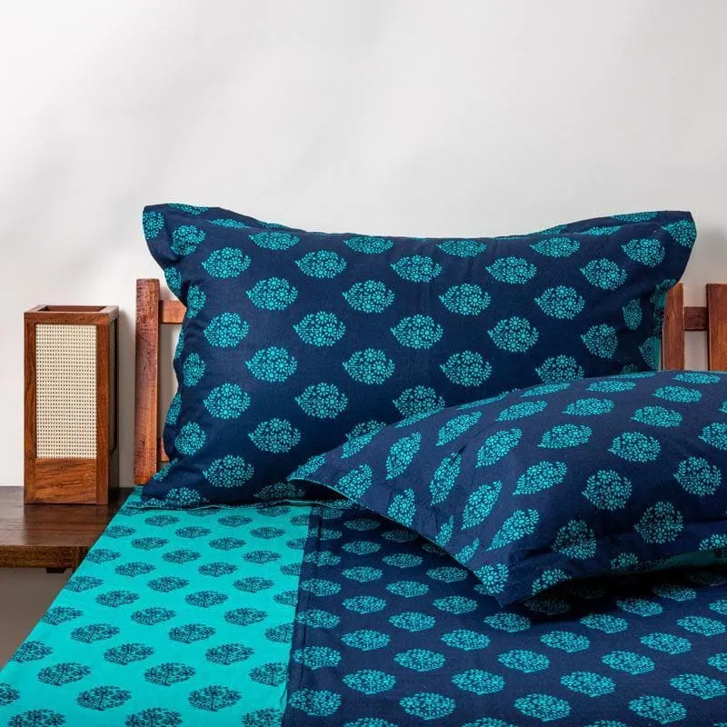 Swayam Rajastha Cotton Bedsheet (Tuquoise) - 180 TC media 1