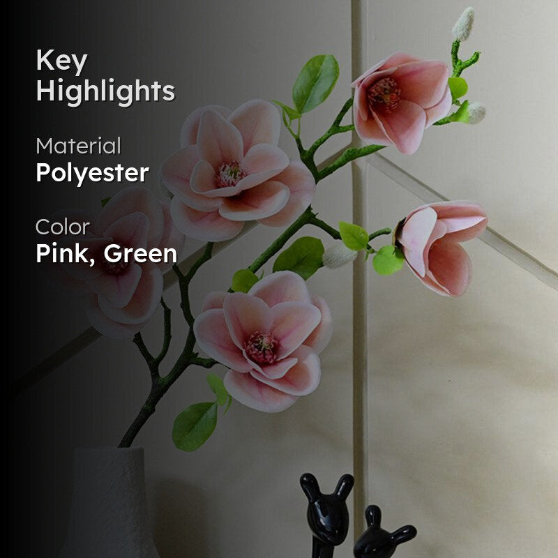Artificial Magnolia Flower Stick - Pink media 2