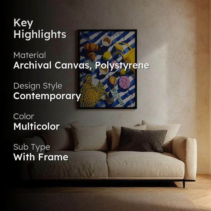 Morning Marina Canvas Wall Painting - Black Frame media 2