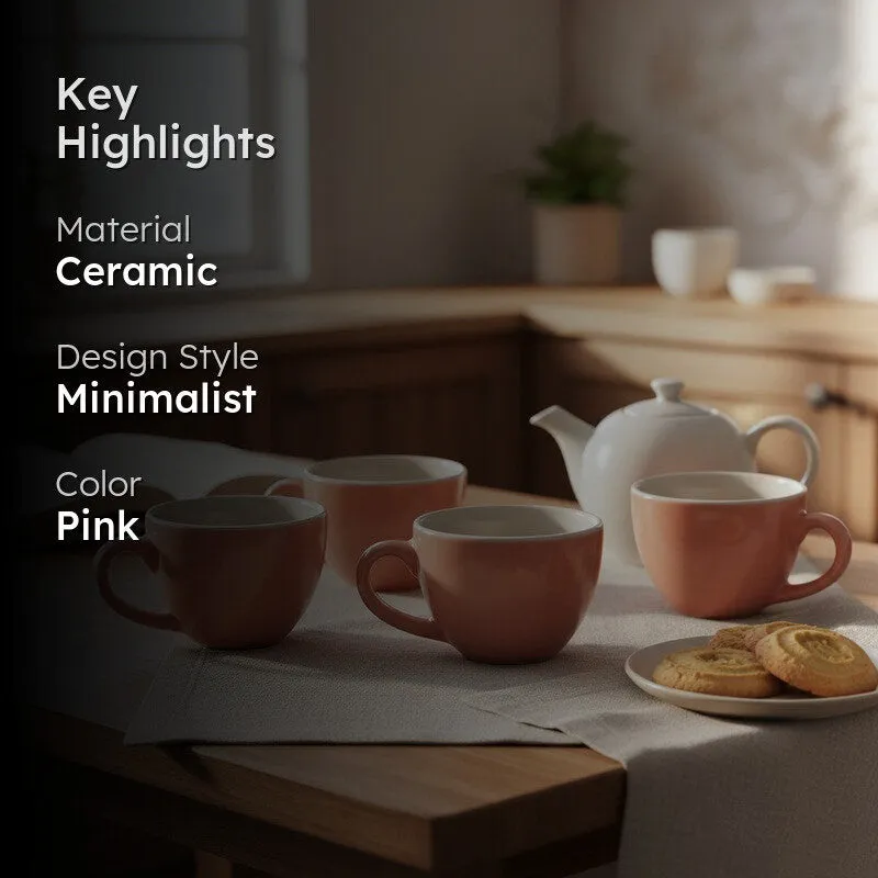 Aroma Ceramic Tea Cup (180 mL Each) - Set Of Four media 2
