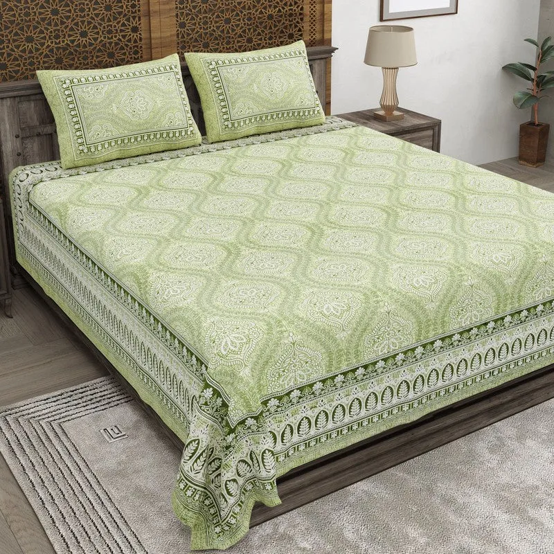 Lineon Cotton Bedsheet (Green) - 240 TC media 1