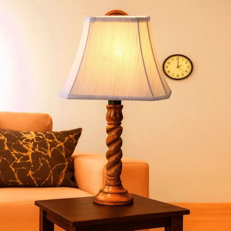 Elvane Rivo Wooden Table Lamp - OffWhite media 3