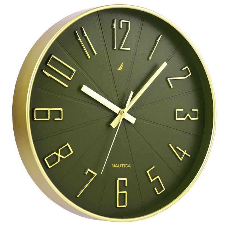 Caldre Analog Wall Clock - Green & Gold media 3