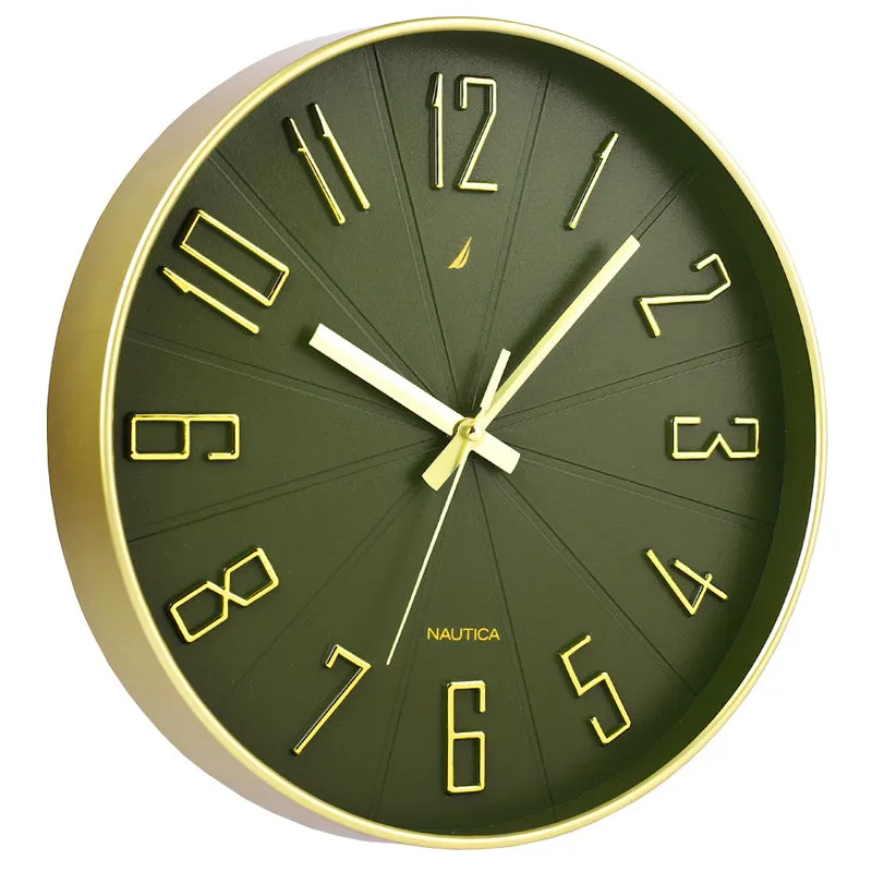 Caldre Analog Wall Clock - Green & Gold media 3