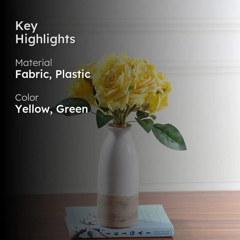 Aurielle Rose Fabric Artificial Flower - Yellow media 2