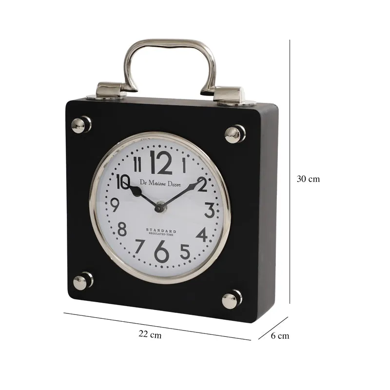 Suitcase Table Clock - Black & Silver media 5