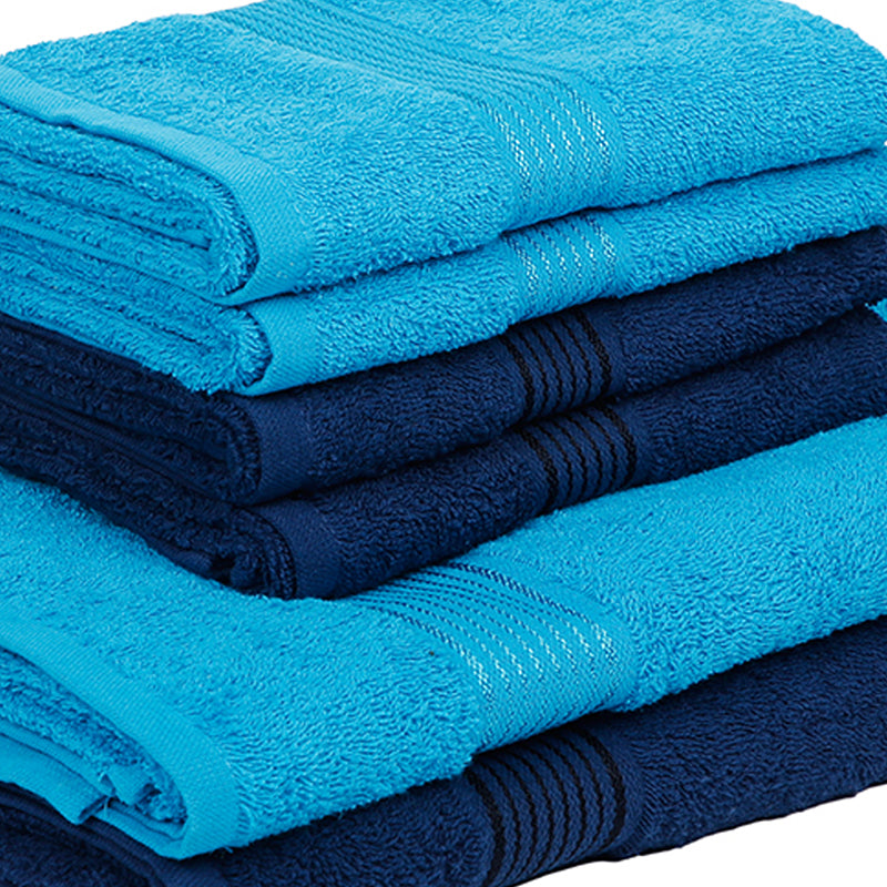 Eva Quick Dry Towel Combo (Light Blue & Dark Blue) - Six Piece Set media 4