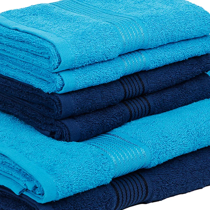 Eva Quick Dry Towel Combo (Light Blue & Dark Blue) - Six Piece Set media 4