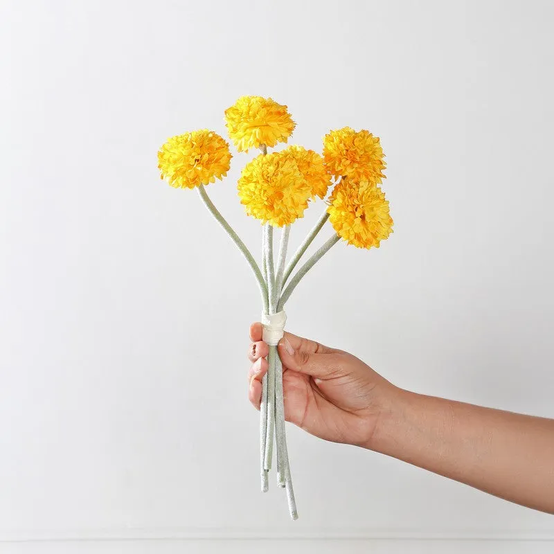Pom Pom Artificial Flowers - Yellow media 3