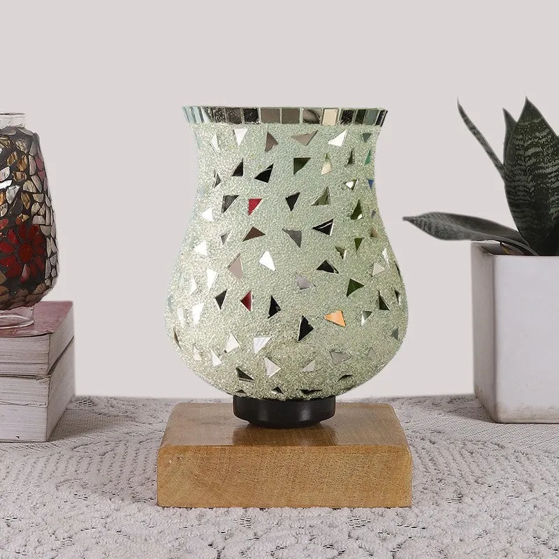 Lumora Mosaic Glass Table Lamp With Wooden Base - Multicolor media 4