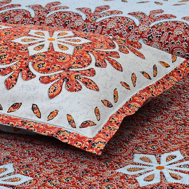 Alankrita Ethnic Cotton Bedsheet (Red,Blue) - 180 TC media 4