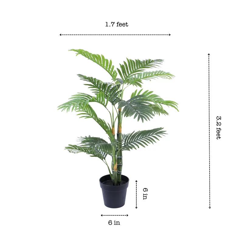 Artificial Realistic Areca Palm Plant With Black Plastic Pot - 3.3 Feet media 8