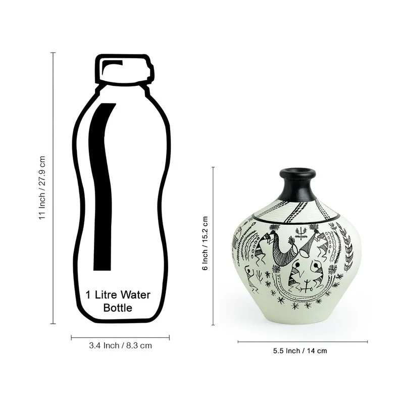 Madhuvan Handpainted Vase - White media 6