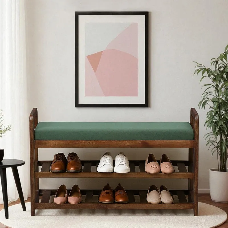 Sole Nest Mango Wood Shoe Rack - Green media 1