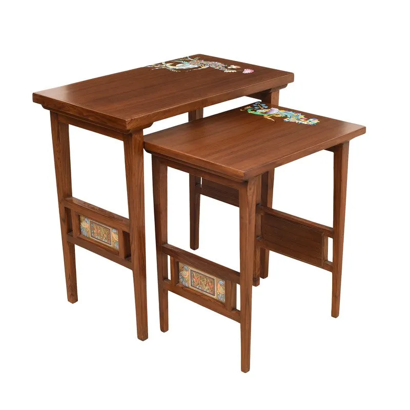 Mimo Teak Wood Nesting Stools - Set of Two media 3