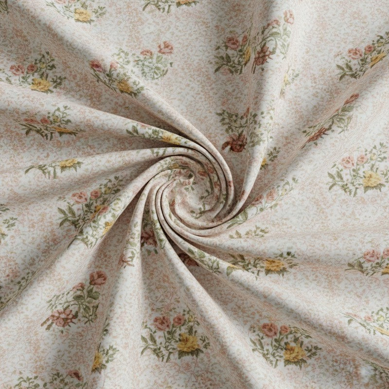 Floral Rush Printed Cotton Bedsheet (Peach) - 200 TC media 5