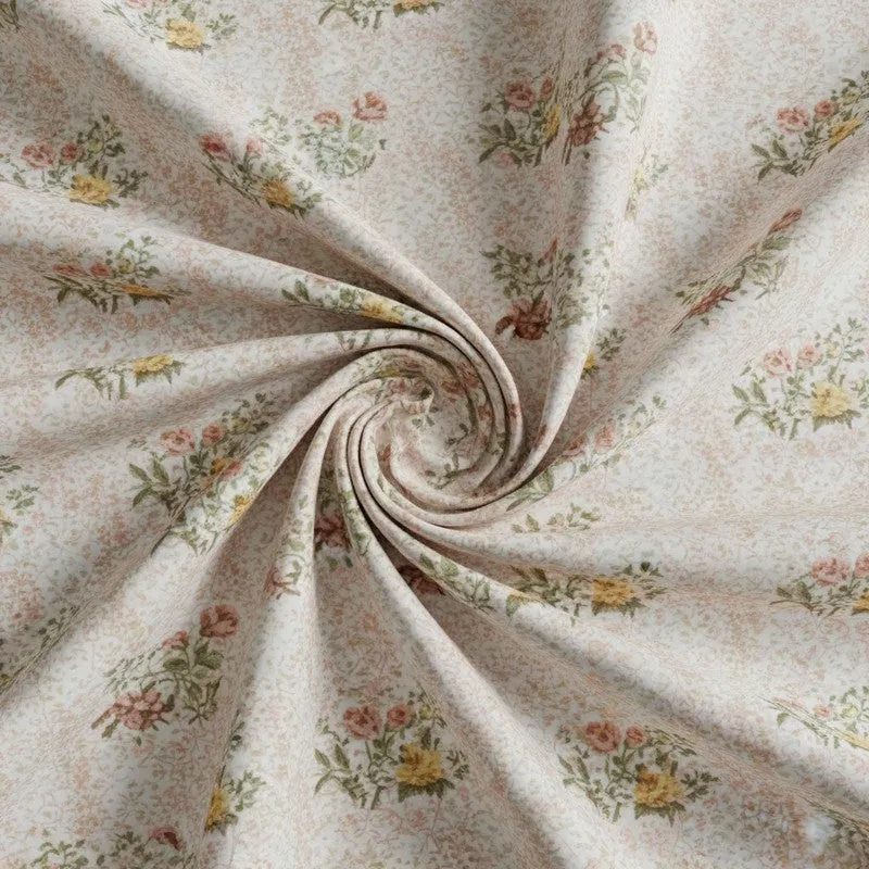 Floral Rush Printed Cotton Bedsheet (Peach) - 200 TC - 5