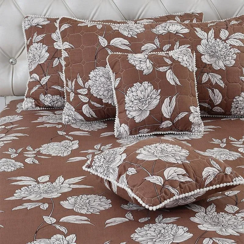 Sumera Pompom Laced Floral Microfiber Bedding Set - Five Piece Set media 5