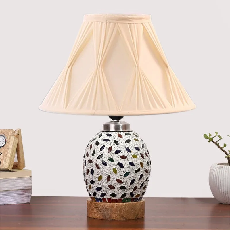Elyra Smocked Wooden Table Lamp - Multicolor media 4
