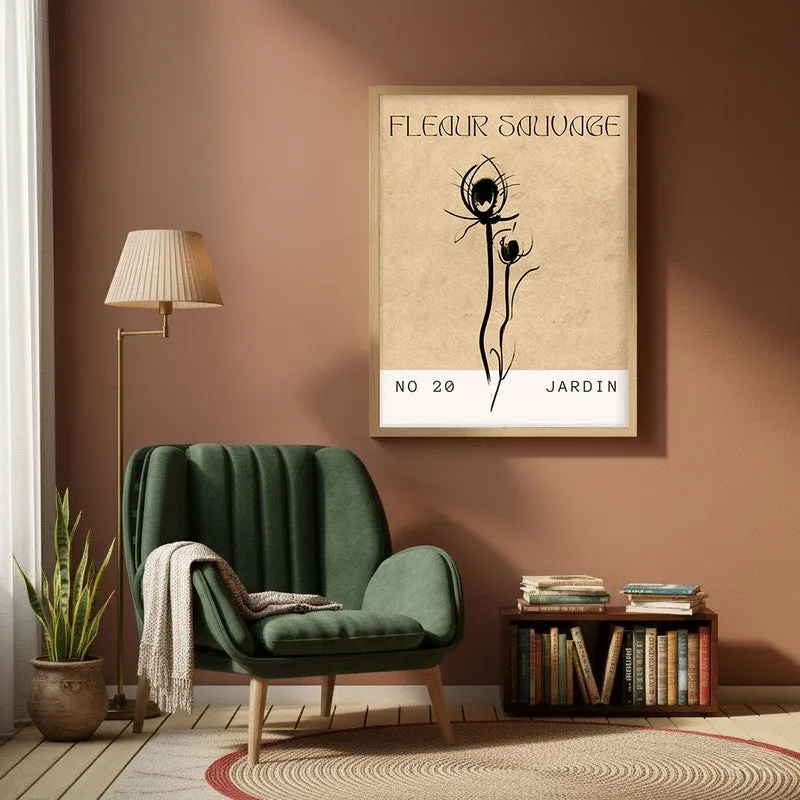 Raw Flora Canvas Wall Painting With Brown Frame media 1